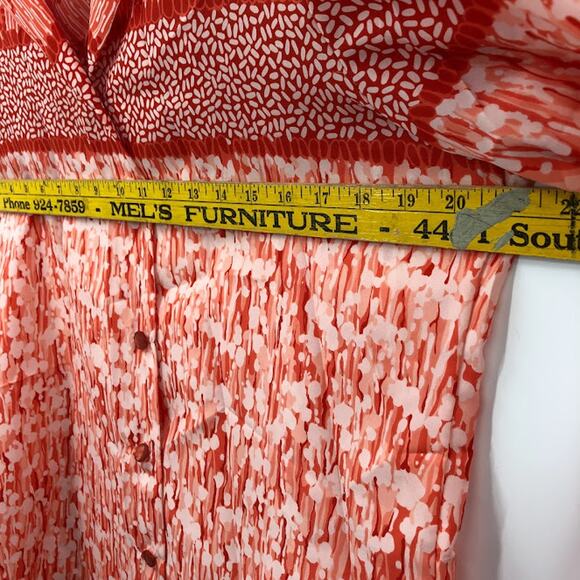 Pykettes vintage Blouse red buttonup Large Long Sleeve side slit LIGHTweight - Picture 8 of 8